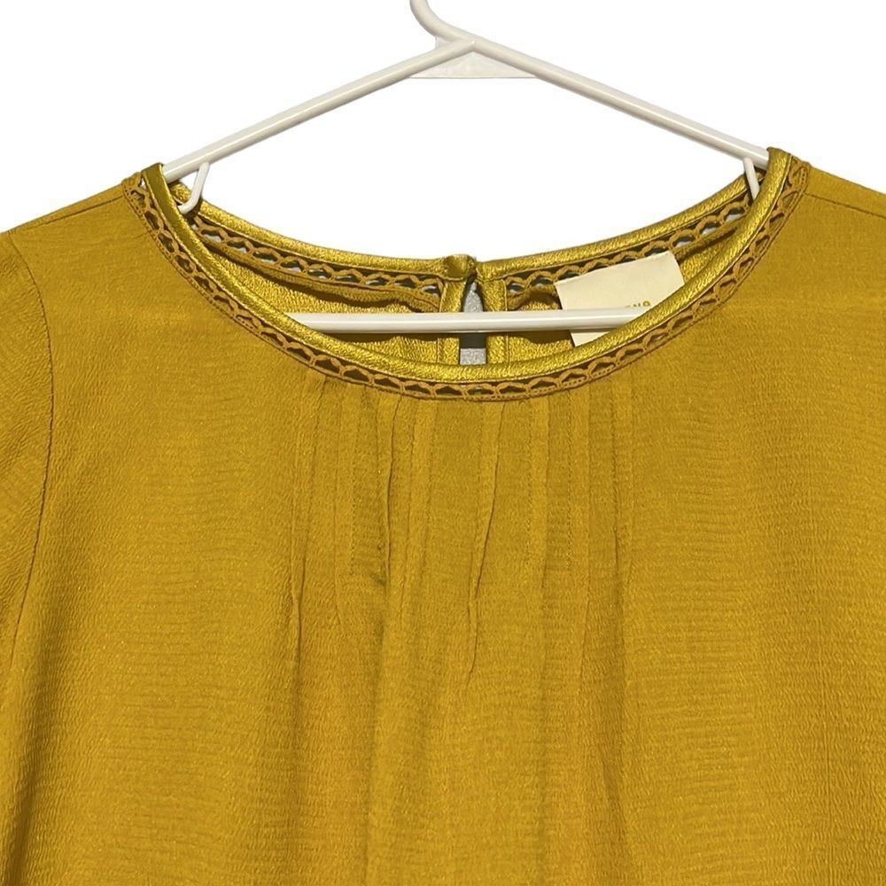 Maeve Mini Dress Women's XS Yellow Gold Pleated Verdet Swing Anthropologie - Picture 2 of 10